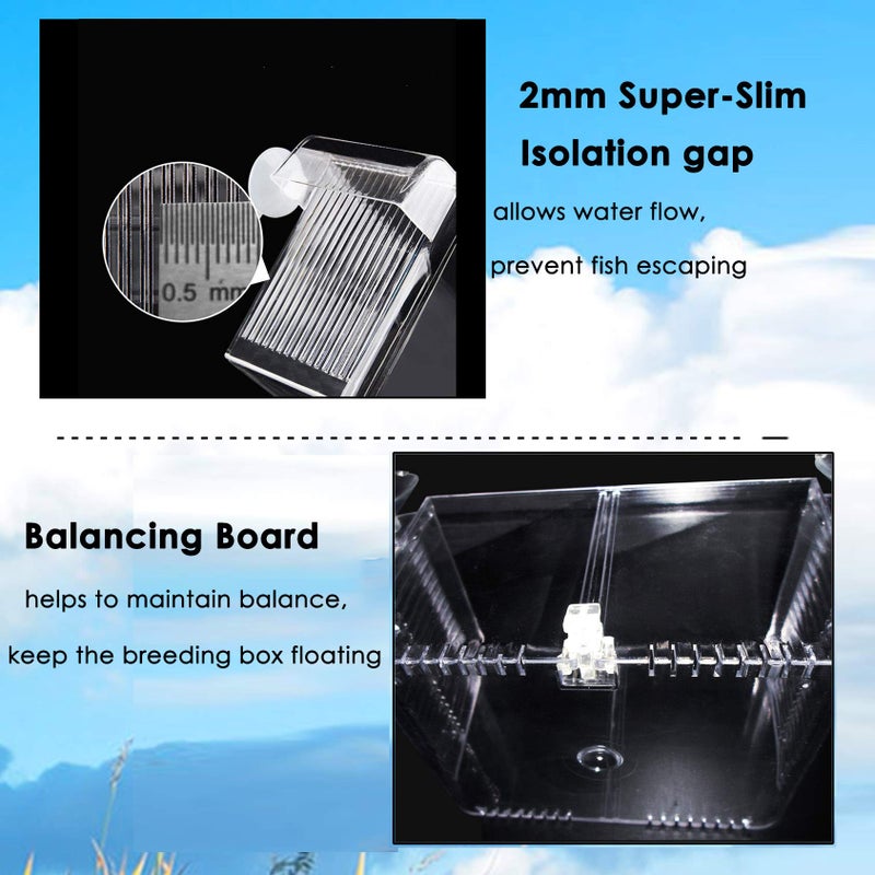capetsma Fish Breeder Box Fish Hatchery Floating Fish Breeding Box with Removable Grating Perfect Fish Tank Divider for Agreesive Injured Pregnant Fishes - Image 5